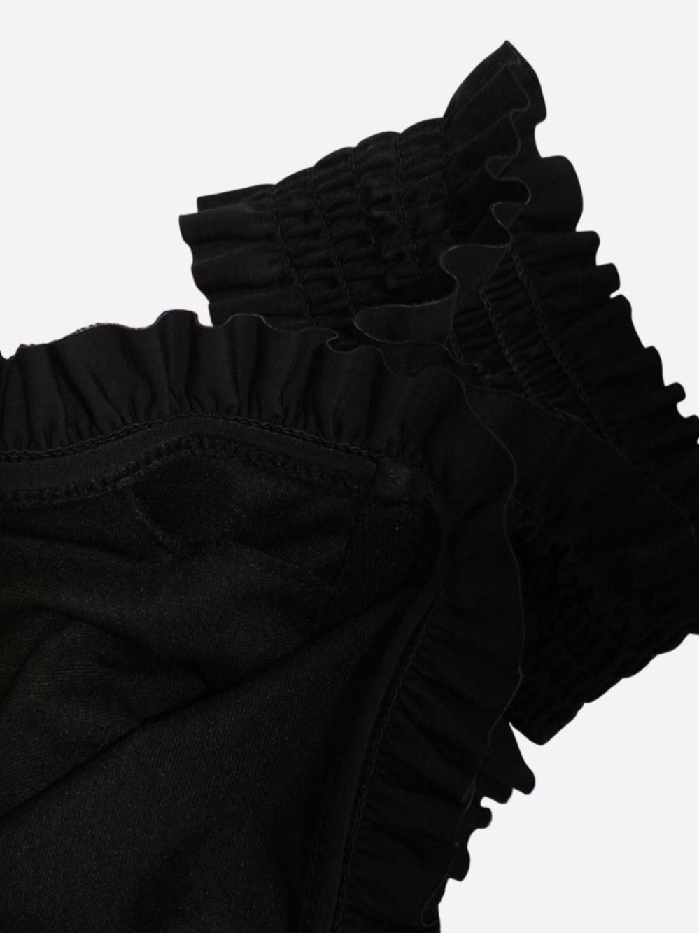 Xhilaration Black Lace-Up Ruffle Off-Shoulder Bikini Top Bralette - Picture 6 of 8